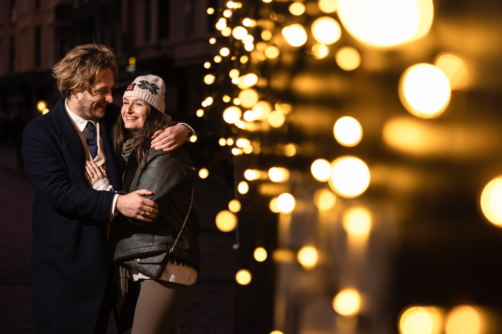 Royal Christmas Market Lange Voorhout The Hague Engagement Session Bokeh shot