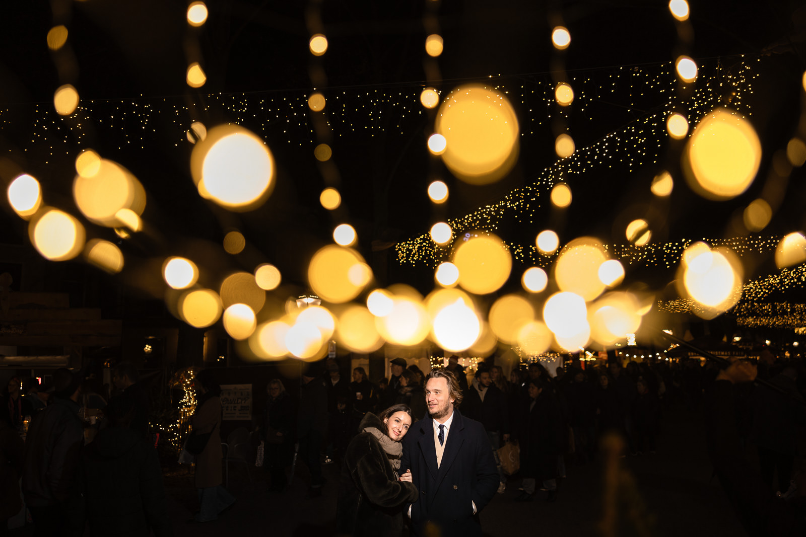 Royal Christmas Market Lange Voorhout The Hague Engagement Session creative flash photography